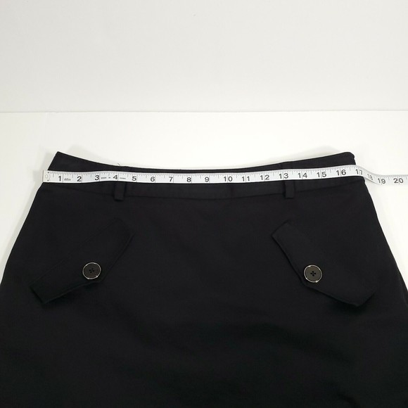Dana Buchman Skirt 12 Black Cotton Blend Belt Loops Mock Button Pockets - Picture 5 of 10